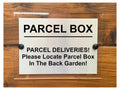 M069 Please Locate Parcel Box In The Back Garden Aluminium Acrylic Plaque Sign