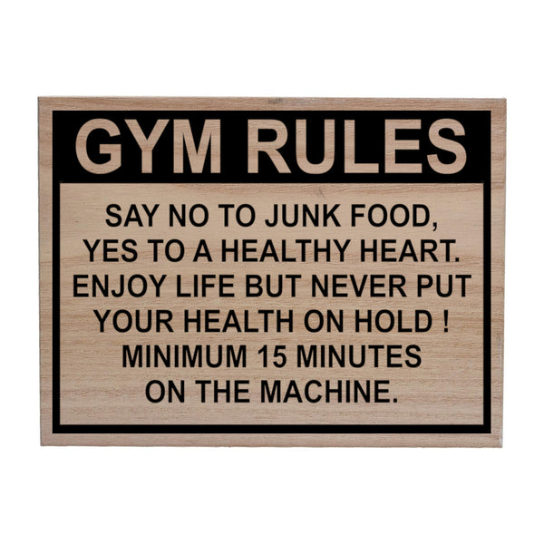 W008 GYM RULES Safety Funny Door Wall Fitness Wood Sign Wooden Plaque