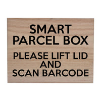 W012 Smart Parcel Box Lift Lid And Scan Barcode Wood Sign Wooden Plaque