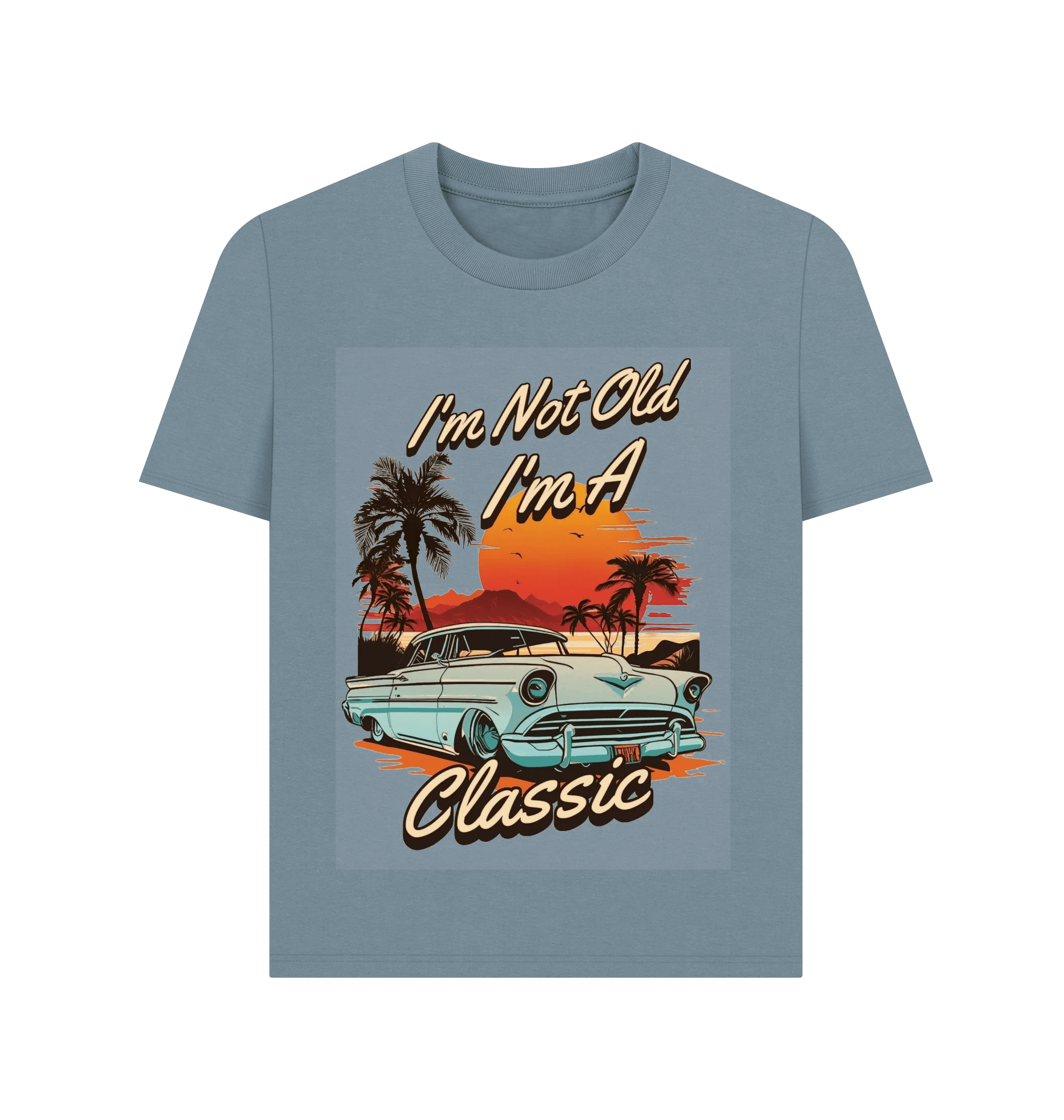 Stone Blue Printed T-shirt Front