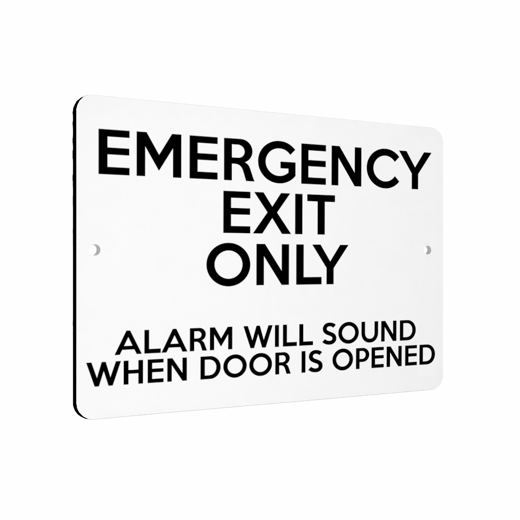 B212 EMERGENCY EXIT ONLY ALARM WILL SOUND Aluminium Metal Plaque Sign Door