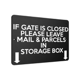 B050 IF GATE IS CLOSED LEAVE MAIL & PARCEL IN BOX Aluminium Metal Plaque Sign