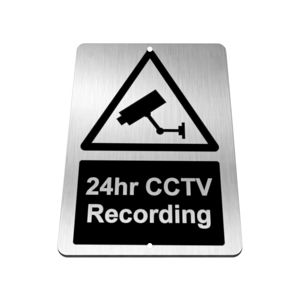 B128 24hr CCTV Recording Safety Metal Aluminium Plaque Sign Door