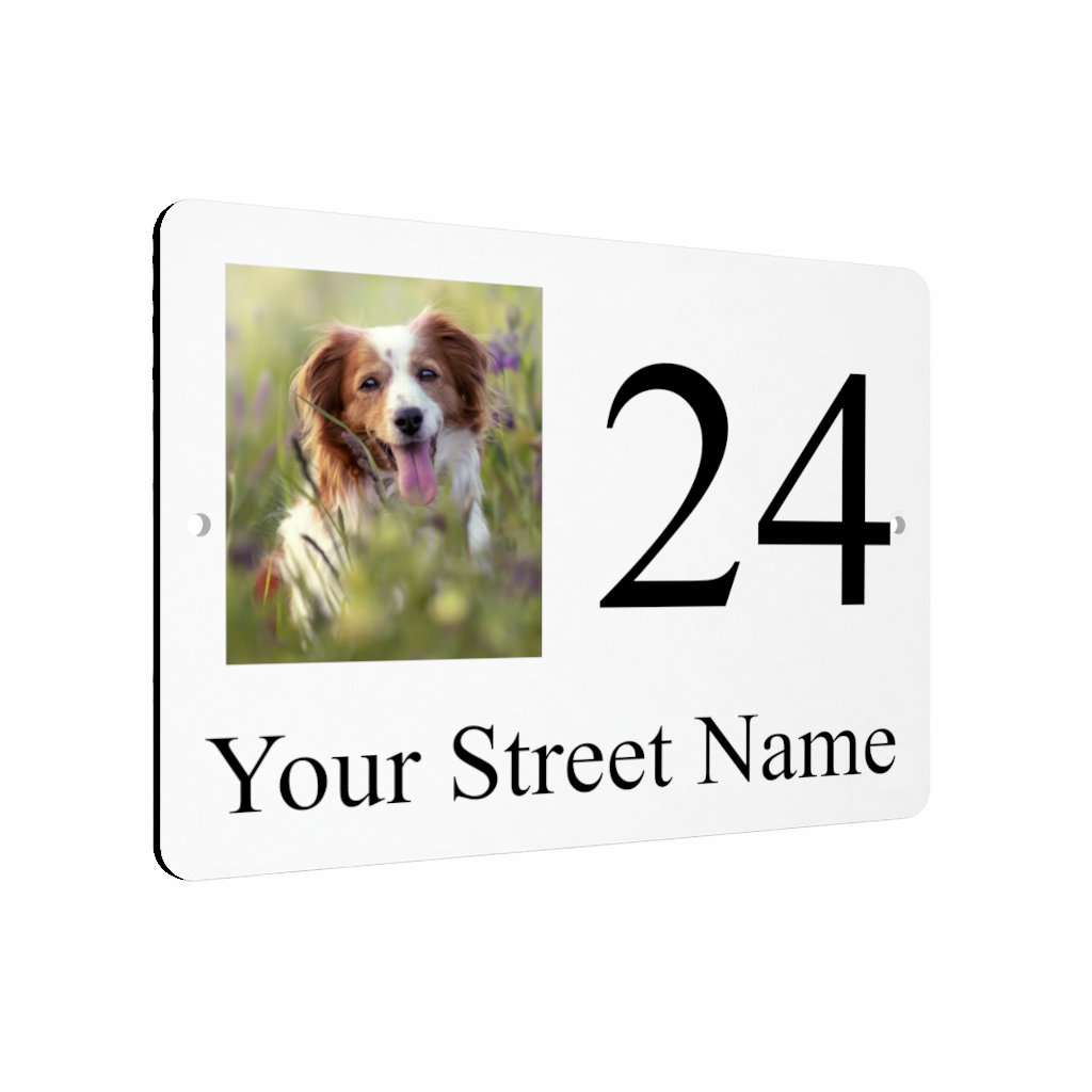 B079 Custom Personalised Address Any Pet Photo Metal Aluminium Plaque Sign Door