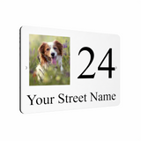 B079 Custom Personalised Address Any Pet Photo Metal Aluminium Plaque Sign Door
