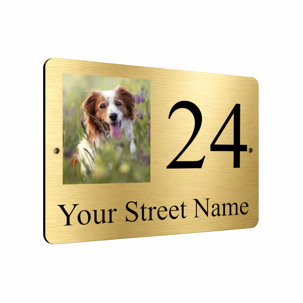 B079 Custom Personalised Address Any Pet Photo Metal Aluminium Plaque Sign Door