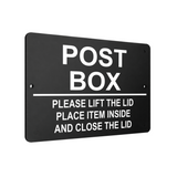 B105 POST BOX PLEASE LIFT THE LID Metal Aluminium Plaque Sign Parcels Letters