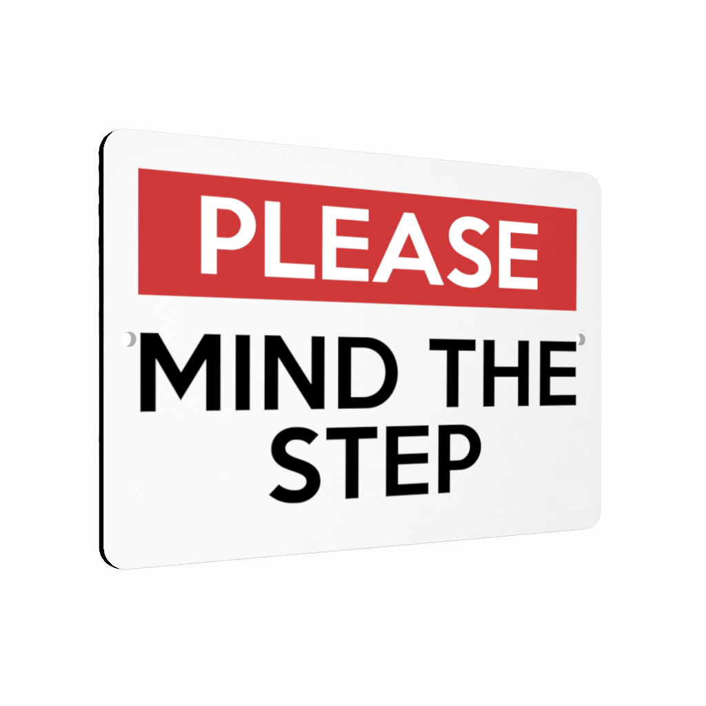 B121 MIND THE STEP Safety Aluminium Composite Plaque Sign Factory Shop Pub