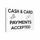 B190 CASH & CARD PAYMENTS ACCEPTED Business Aluminium Metal Plaque Sign