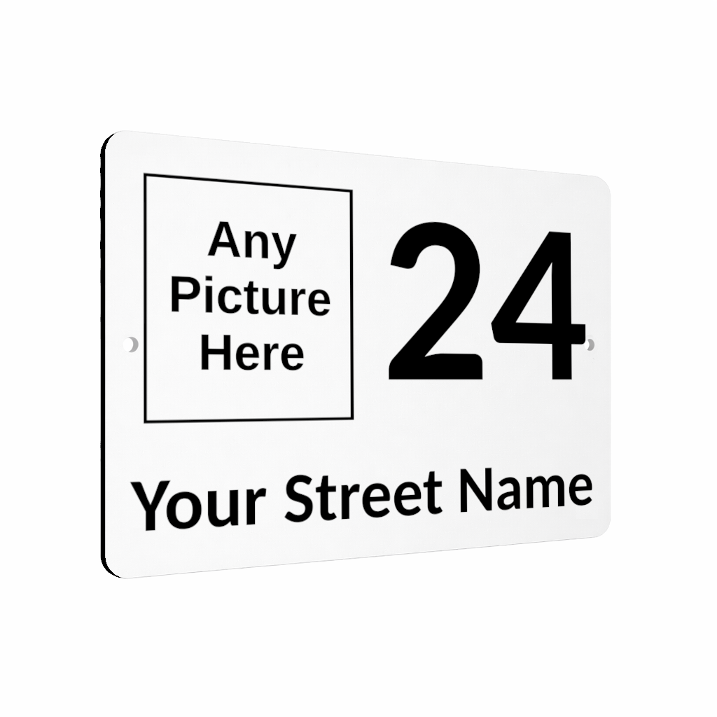 B140 Custom Personalised Address Any Photo Metal Aluminium Plaque Sign Door