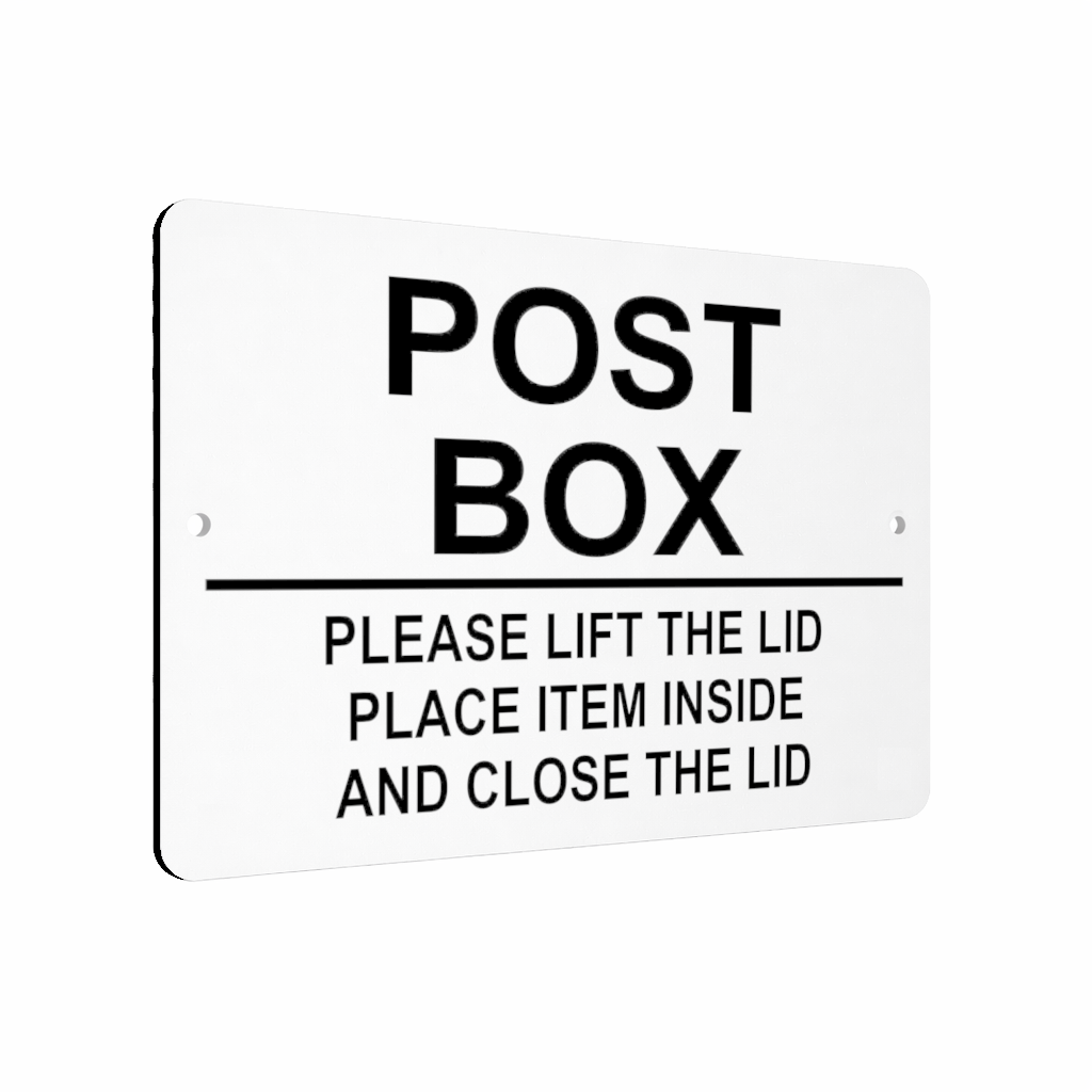 B105 POST BOX PLEASE LIFT THE LID Metal Aluminium Plaque Sign Parcels Letters