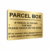 B187 PARCEL BOX Please Knock Leave In a Safe Place Aluminium Metal Plaque Sign