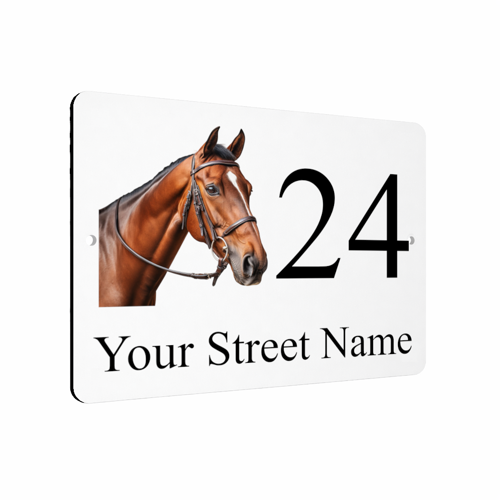B090 Custom Personalised Address Horse Metal Aluminium Plaque Sign Door Gate
