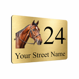 B090 Custom Personalised Address Horse Metal Aluminium Plaque Sign Door Gate