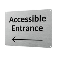 1MM 2417 ACCESSIBLE ENTRANCE Arrow Direction Left Metal Aluminium Metal Plaque