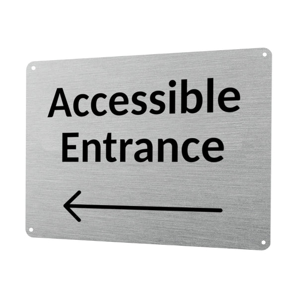 1MM 2417 ACCESSIBLE ENTRANCE Arrow Direction Left Metal Aluminium Metal Plaque