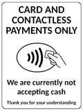 2405 Card And Contactless Payments Only No Cash Metal Aluminium Plaque Sign