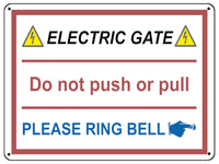 UV105 ELECTRIC GATE PLEASE RING BELL Right Metal Aluminium Plaque Sign A4 Size