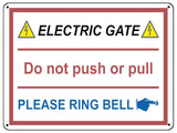 UV105 ELECTRIC GATE PLEASE RING BELL Right Metal Aluminium Plaque Sign A4 Size