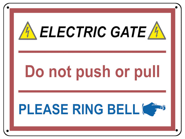 UV105 ELECTRIC GATE PLEASE RING BELL Right Metal Aluminium Plaque Sign A4 Size