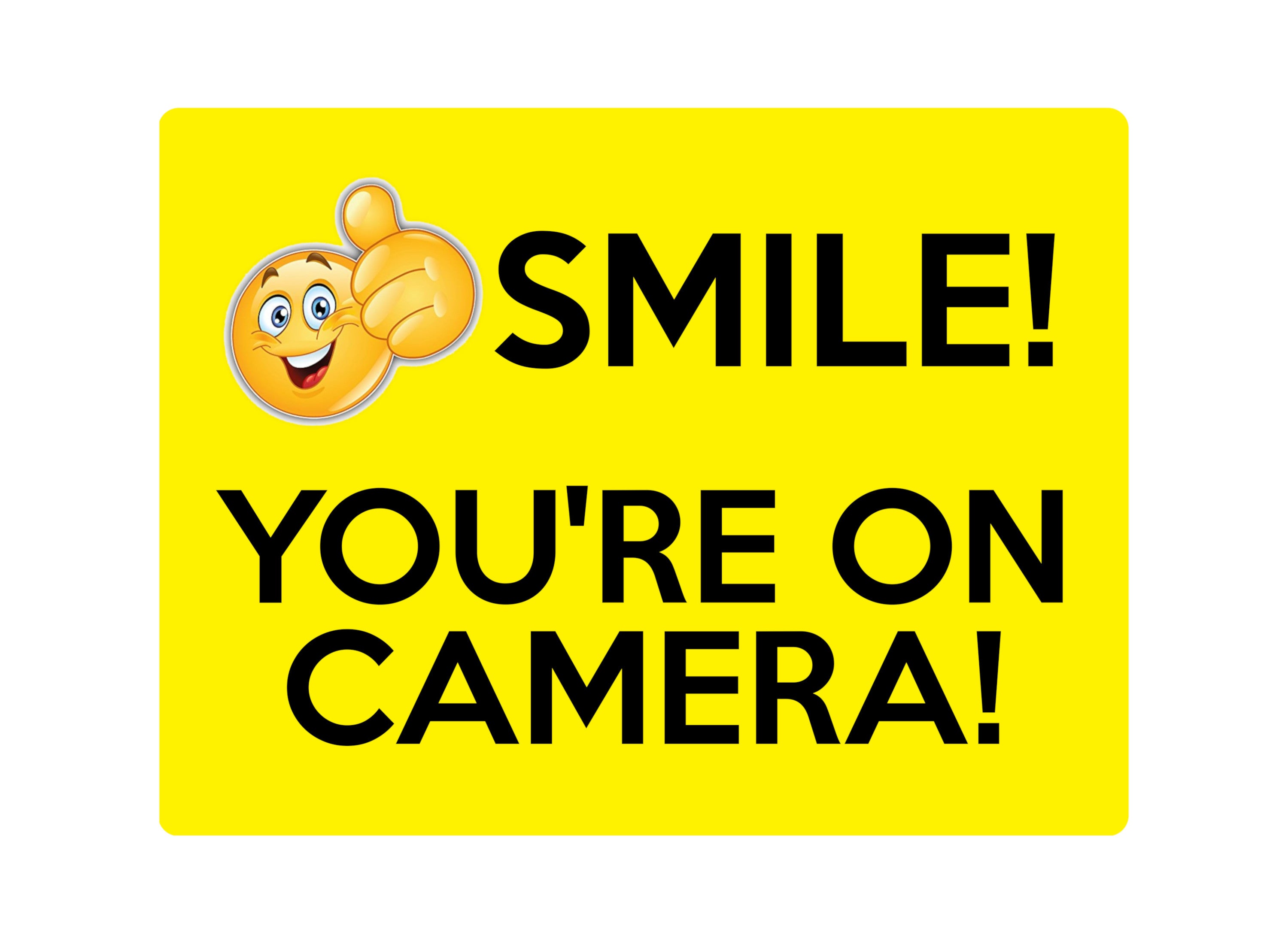 2173 Smile! You're On Camera! Door Gate House Office Metal Aluminium Plaque Sign