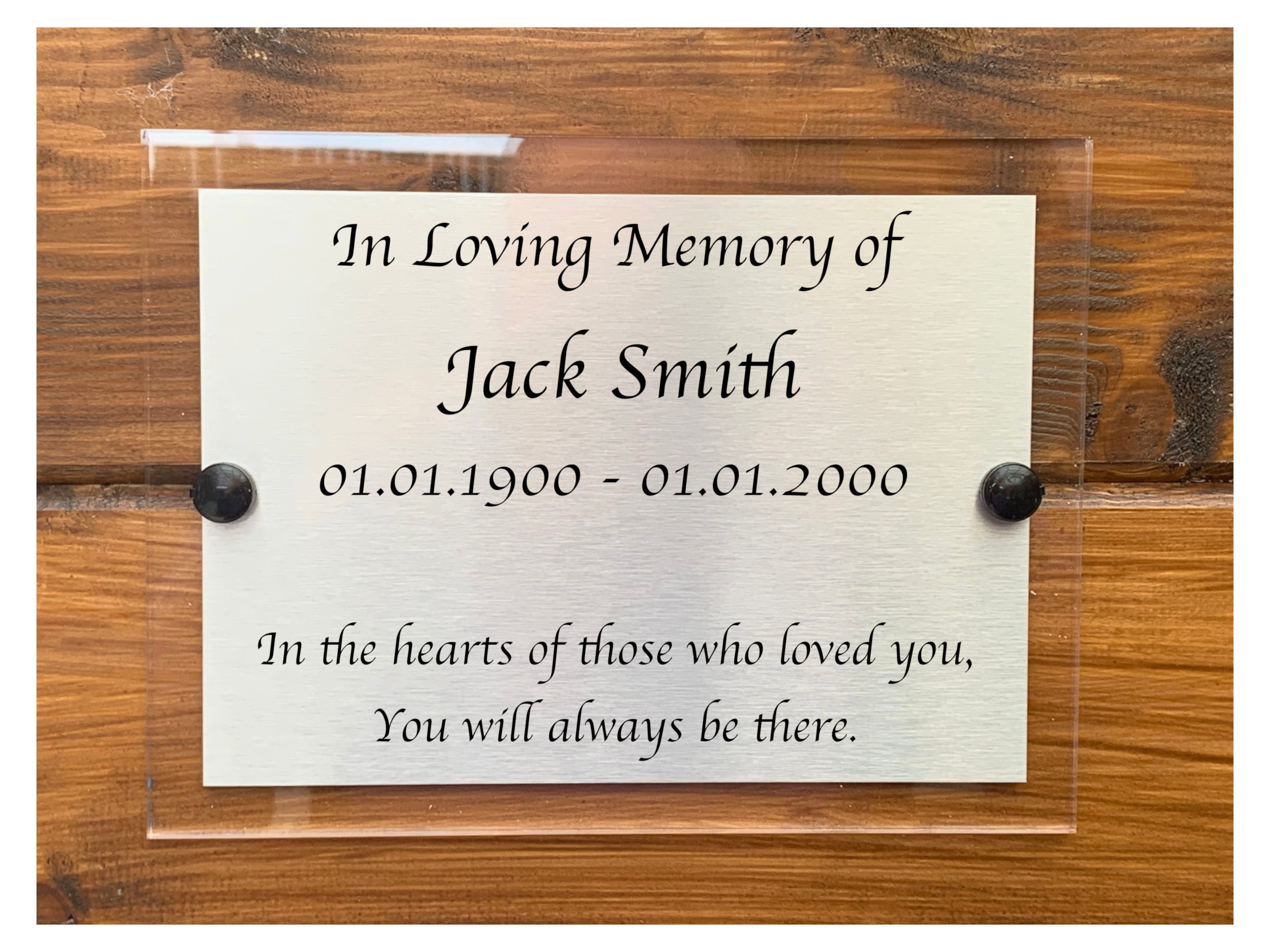 M020 Custom Personalised Memorial Funeral Grave Acrylic Aluminium Sign Plaque