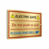 B126 ELECTRIC GATE PLEASE RING BELL Right metal Aluminium Plaque Sign Door