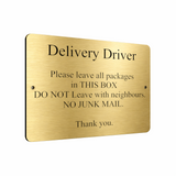 B155 Delivery Driver Metal Aluminium Plaque Sign Parcels Door Gate House Office
