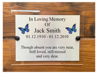 M010 Custom Personalised Modern Memorial Funeral Acrylic Aluminium Sign Plaque