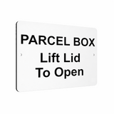 B011 PARCEL BOX Lift Lid To Open Door Ofice Aluminium Composite Sign Plaque