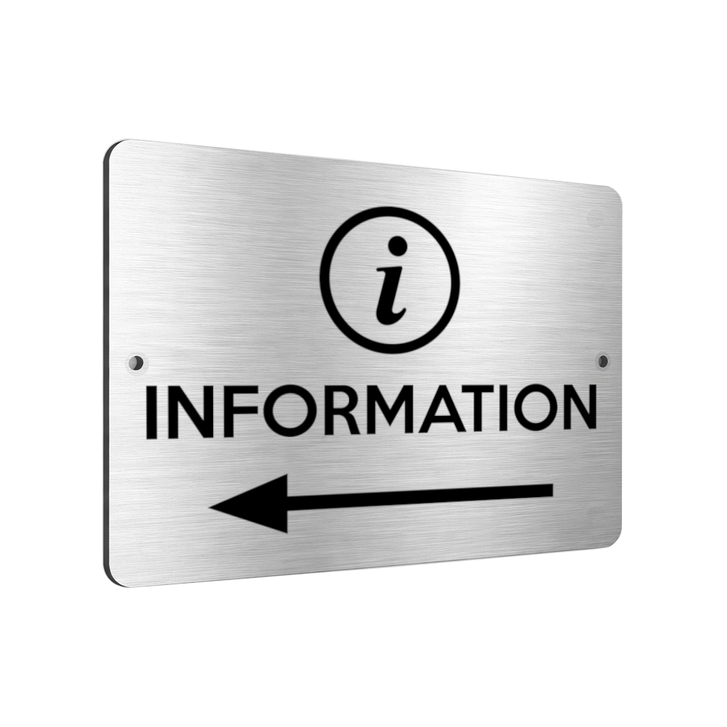 B192 INFORMATION Arrow Left Customer Shop Business Aluminium Metal Plaque Sign