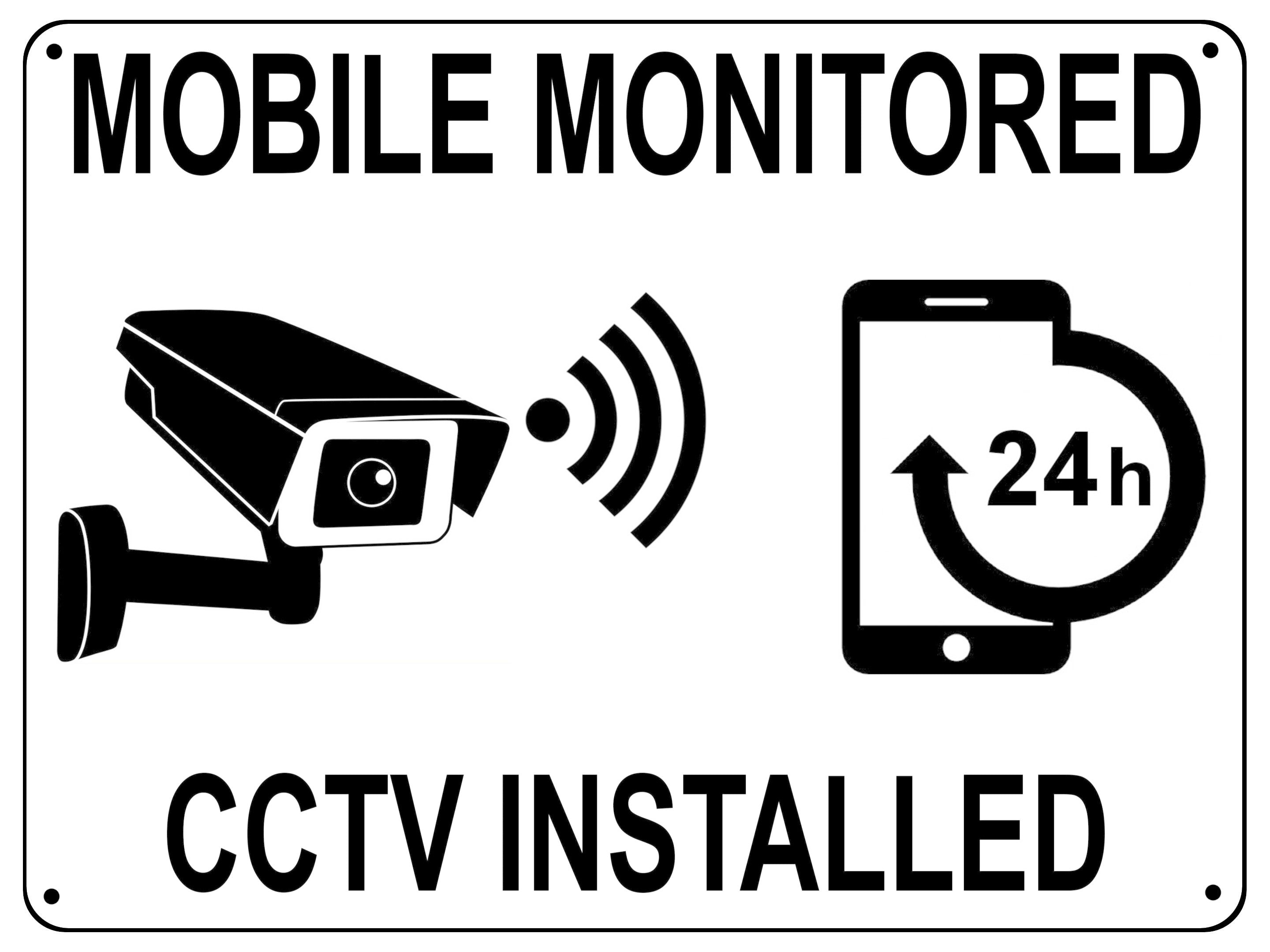 UV073 MOBILE MONITORED CCTV INSTALLED Metal Aluminium Plaque Sign Door Gate A4