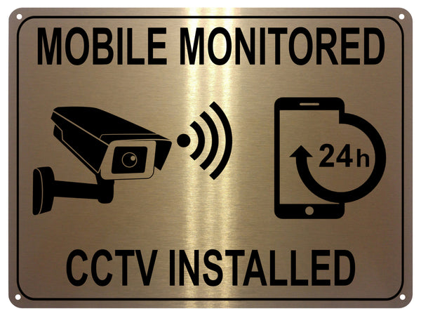 UV074 MOBILE MONITORED CCTV INSTALLED Metal Aluminium Plaque Sign Door ...