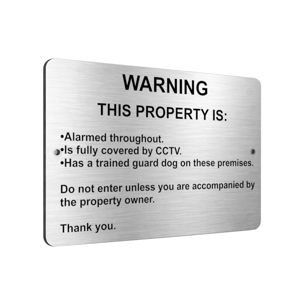 B181 WARNING THIS PROPERTY IS ALARMED CCTV Door Aluminium Metal Plaque Sign
