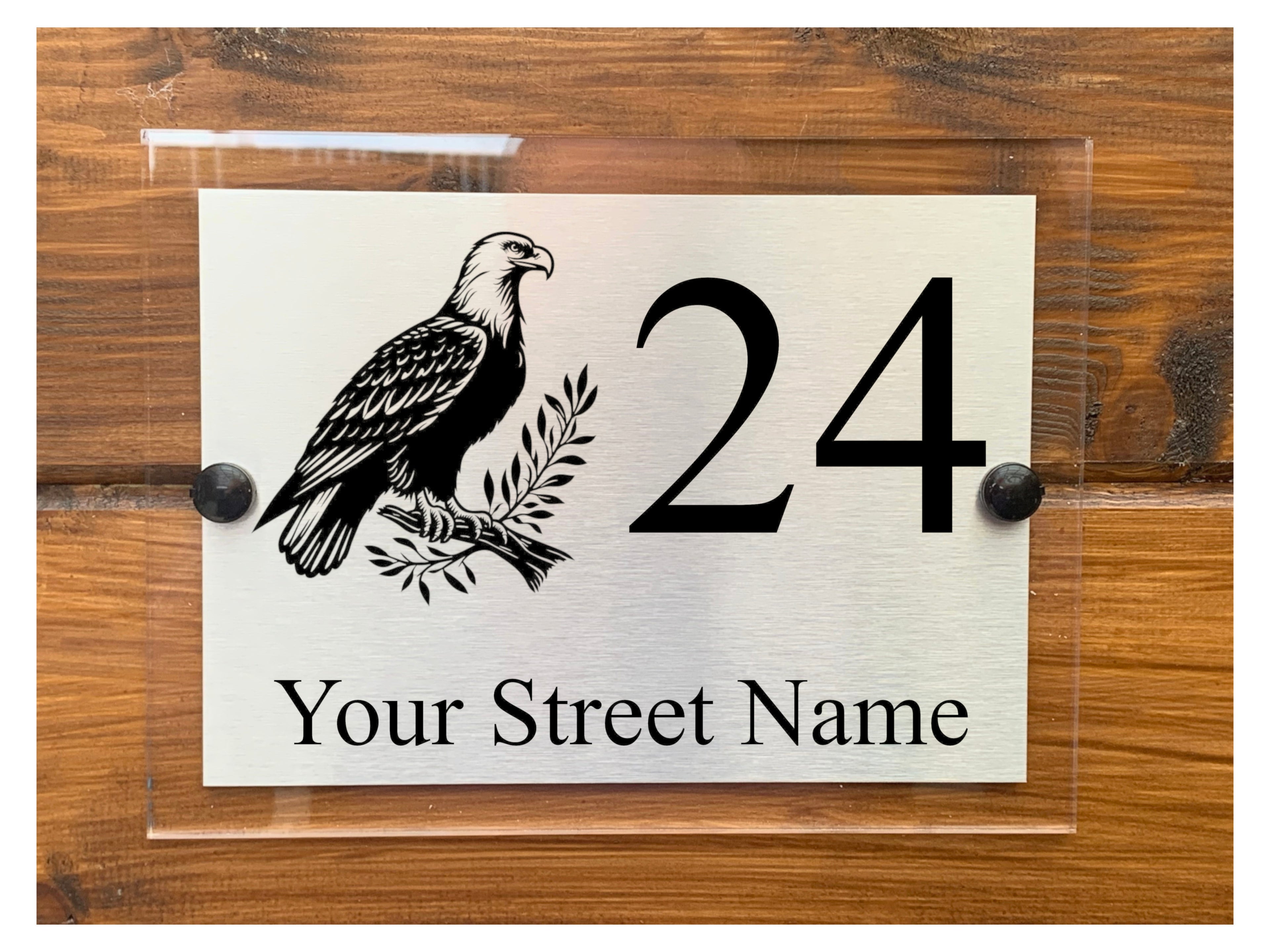 M013 Custom Personalised Modern Address Eagle Door Acrylic Aluminium Sign Plaque