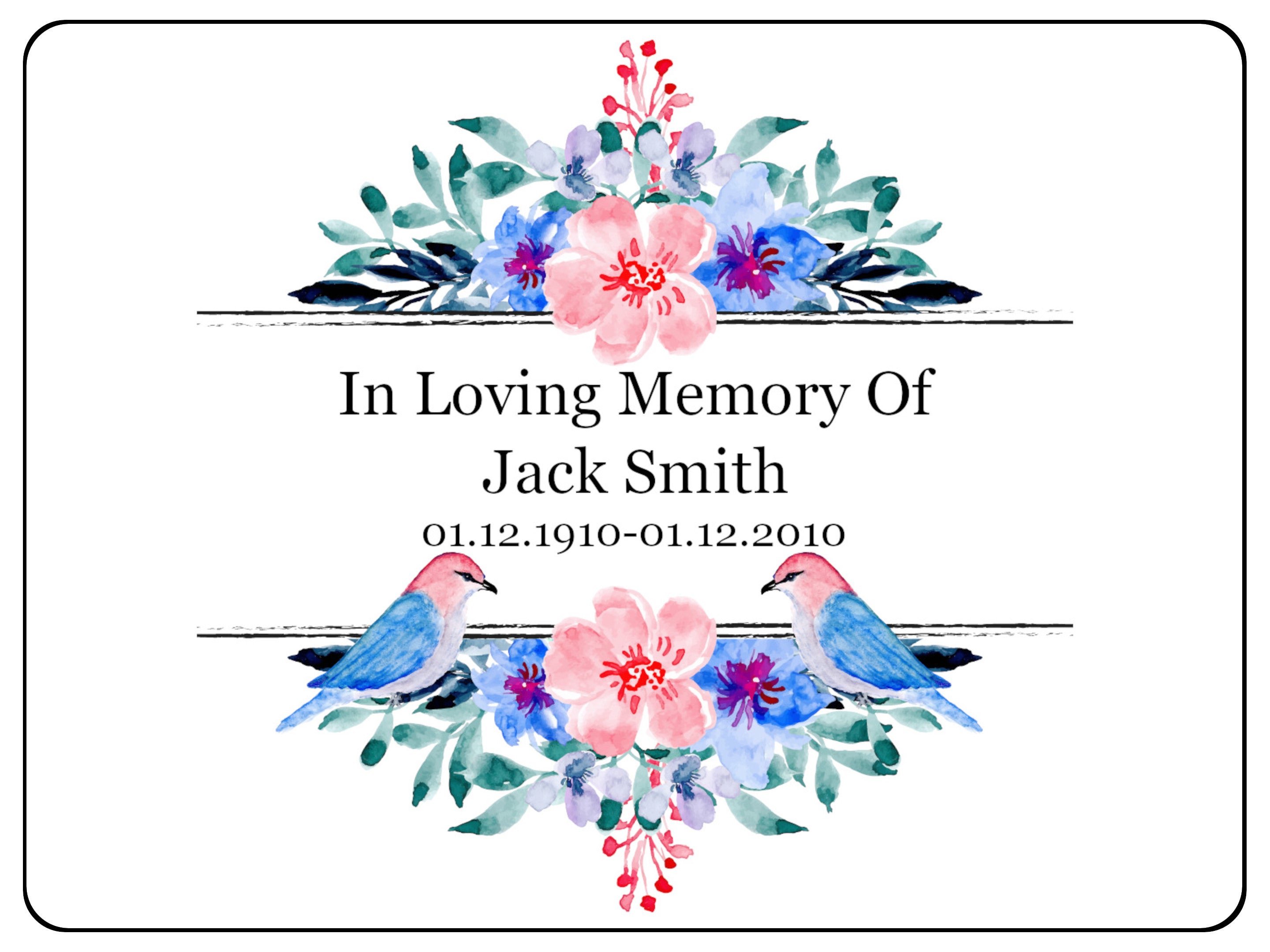 2274 Custom Personalised Memorial Funeral Grave Metal Aluminium Sign Plaque