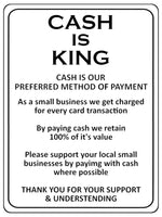 2166 KING OF CASH Preferred Method Of Payment Metal Aluminium Plaque Sign