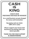 2166 KING OF CASH Preferred Method Of Payment Metal Aluminium Plaque Sign