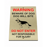 B240 BEWARE OF DOG WILL BITE DO NOT ENTER Metal Aluminium  Sign Plaque Gate