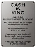 2166 KING OF CASH Preferred Method Of Payment Metal Aluminium Plaque Sign