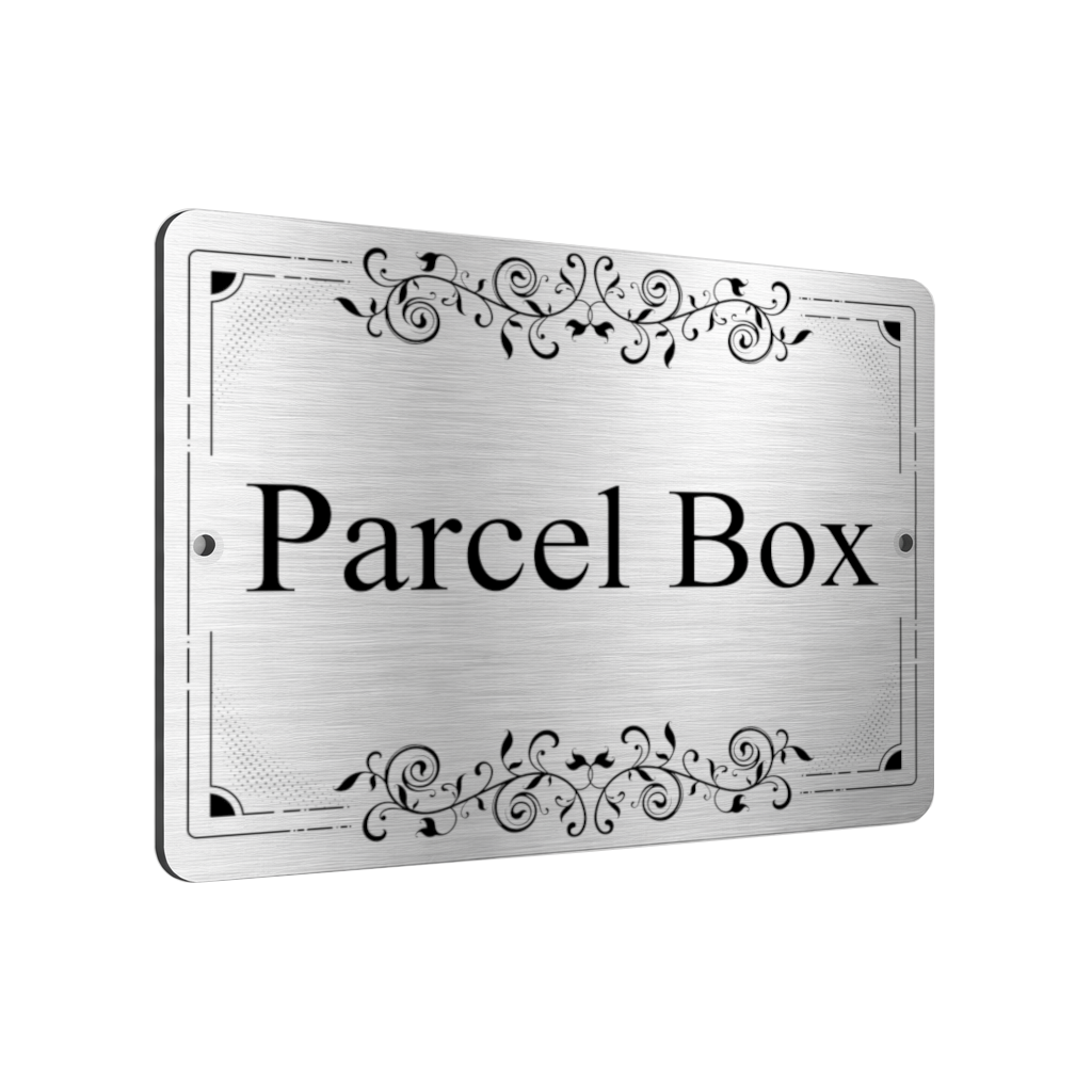 B141 Parcel Box Ornament Metal Aluminium Plaque Sign Door Letters House Office
