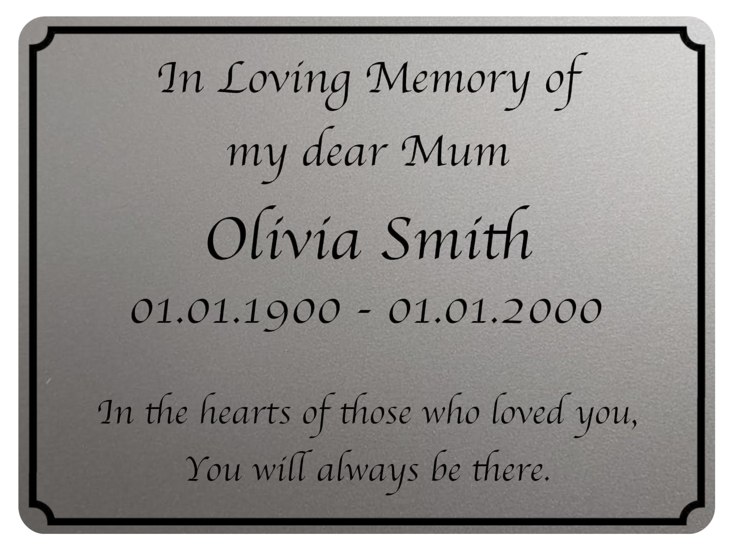 2296 Custom Personalised Memorial Funeral Grave Metal Aluminium Sign Plaque