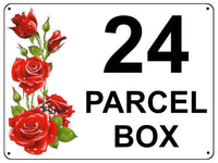 UV137 Custom Personalised PARCEL BOX Metal Aluminium Plaque Sign Door House Office A4