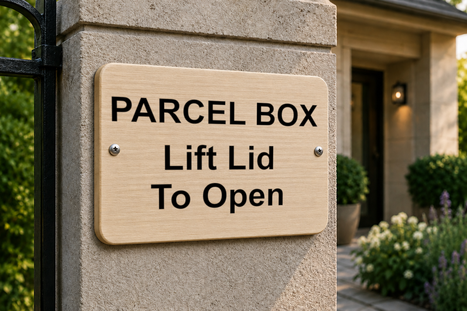 W042 PARCEL BOX Lift Lid To Open Ofice House Letters Wood Sign Wooden Plaque