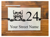 M003 Custom Personalised Modern Address Door Gate Cat Metal Aluminium Sign Plaque