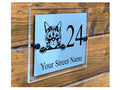 M003 Custom Personalised Modern Address Door Gate Cat Metal Aluminium Sign Plaque