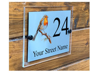 M011 Custom Personalised Modern Address Door Robin Acrylic Aluminium Sign Plaque