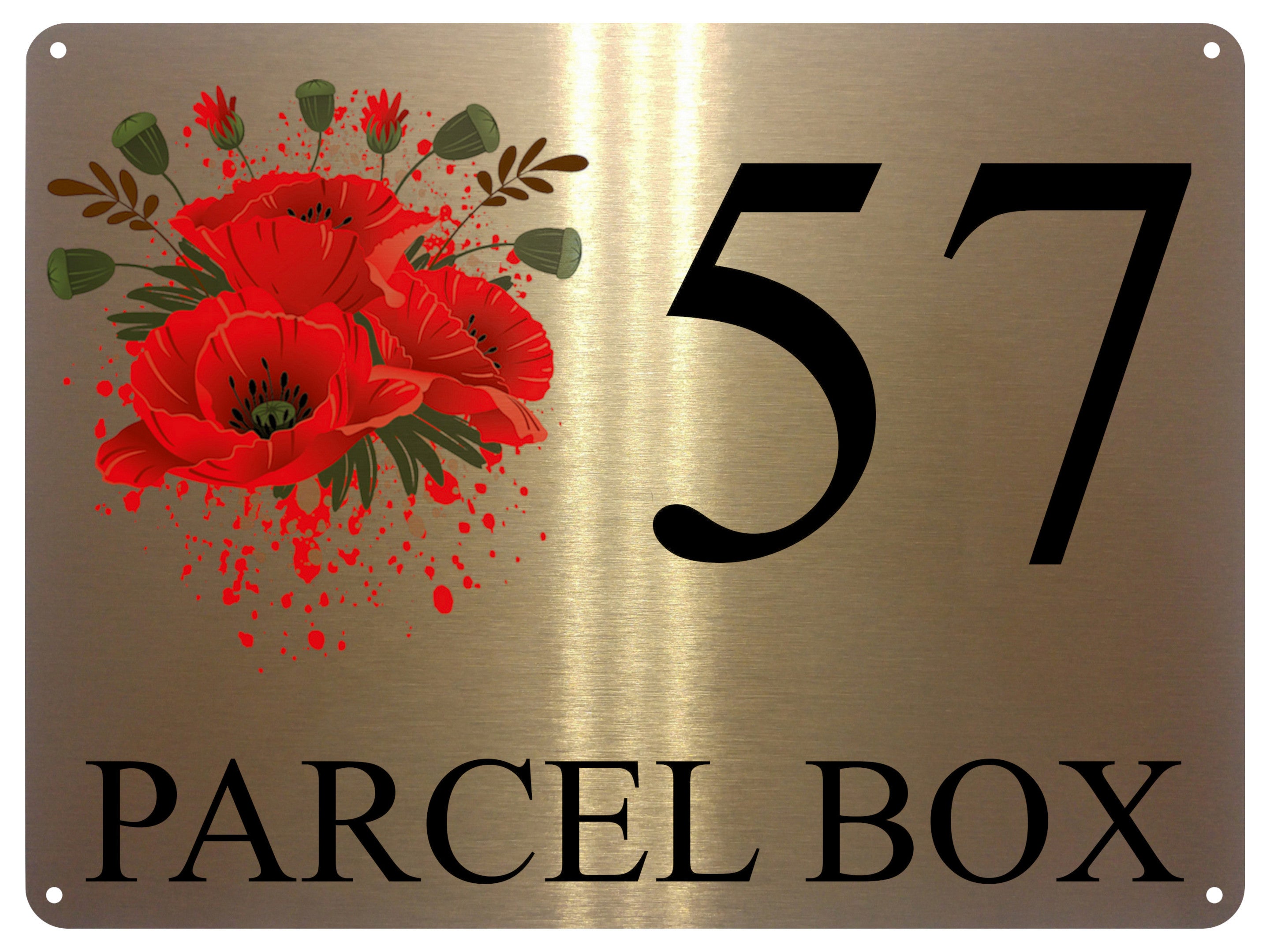 UV135 Custom Personalised PARCEL BOX Metal Aluminium Plaque Sign Door House Office A4