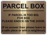 1MM UV412 PARCEL BOX Please Knock Leave In a Safe Place Aluminium Composite Plaque Sign