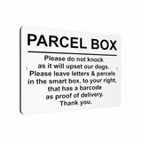 B189 PARCEL BOX Do not Knock Smart Box Letters Aluminium Metal Plaque Sign